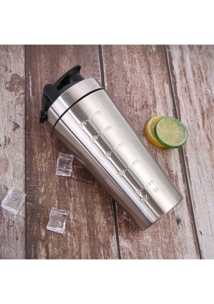 Gümüş 750 ml Paslanmaz Çelik Protein Shaker Fincan Taşınabilir Fitness Spor Kupa Beslenme Blender Fincan Su Şişeleri Vakum Yalıtım Su Bardağı (Yurt Dışından)
