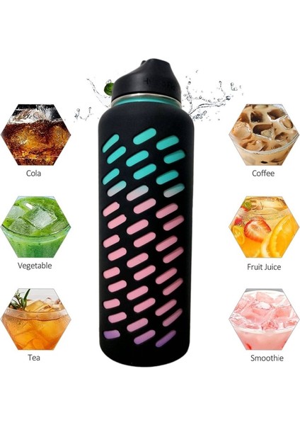 32OZ 17.5-24CM Silikon Koruyucu Kılıf Düz Cam Bardak Süt Şişesi Kapağı Minimalist Vakum Bardak Seti Su Şişesi Aksesuarları (Yurt Dışından)