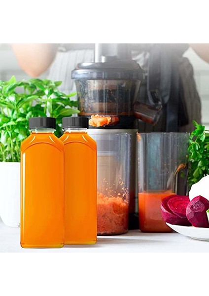 250ML-B Gümüş Alüminyum Kapak 10 Adet 60-500ML Şeffaf Boş Plastik Meyve Suyu Şişesi Kapaklı W/huni Tek Kullanımlık Meyve Suyu Içecek Kabı Meyve Suyu Sıkma Smoothie Yapmak Için (Yurt Dışından)