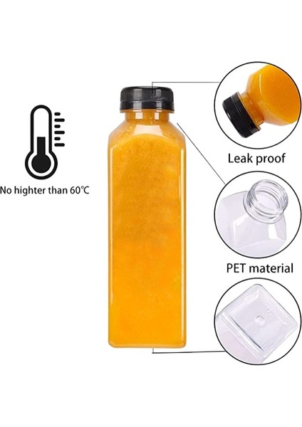 250ML-B Gümüş Alüminyum Kapak 10 Adet 60-500ML Şeffaf Boş Plastik Meyve Suyu Şişesi Kapaklı W/huni Tek Kullanımlık Meyve Suyu Içecek Kabı Meyve Suyu Sıkma Smoothie Yapmak Için (Yurt Dışından)