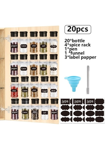 20 Adet Raf ile 5/10/15/20 Adet Kavanoz Baharat Tuz ve Biber Çalkalayıcı Baharat Kavanozu Baharat Organizatör Plastik Barbekü Çeşni Mutfak Gadget Aracı (Yurt Dışından)