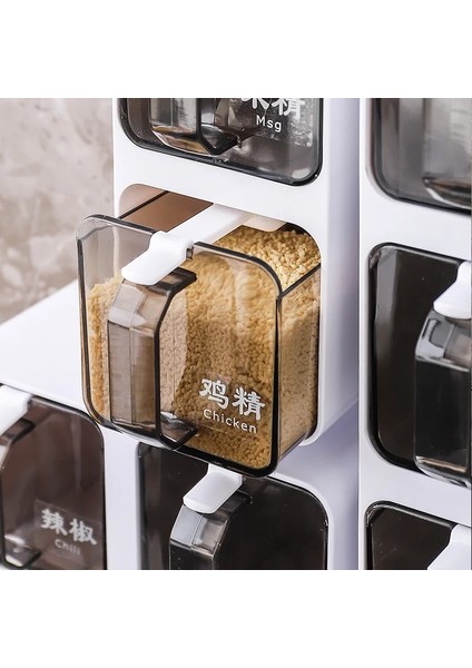 Beyaz 3 Mutfak Duvara Montaj Kavanoz Baharat Tuz ve Biber Çalkalayıcı Baharat Kavanoz Baharat Organizatör Kaşık Çeşni Organizatör Kutusu (Yurt Dışından) fırsatları