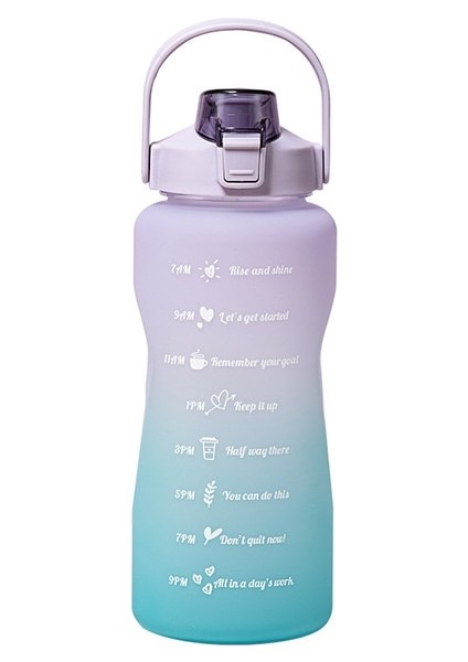 A-04 2000 ml 2l Samanlı Su Şişesi Zaman Işaretleyici Plastik Su Bardağı Büyük Kapasiteli Buzlu Açık Spor Şişeleri Botella De Agua 2 Litre (Yurt Dışından)