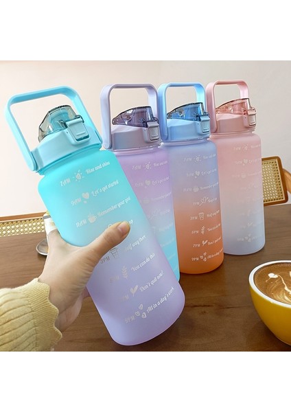 3D Çıkartmalar ile 2000 ml 2 Litre Su Şişesi Motivasyon Içme Şişesi Zaman Işaretleyici Çıkartmaları ile Spor Su Şişesi Taşınabilir Yeniden Kullanılabilir Plastik Bardaklar (Yurt Dışından)