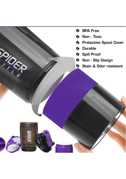 Spor Salonu Için Sarı Shaker Şişesi Protein Tozu Bardağı 3 Katmanlar Spor Salonu Için Sızdırmaz Su Şişesi Karıştırma Sallama Şişesi Açık Taşınabilir Içecek Bardağı (Yurt Dışından)