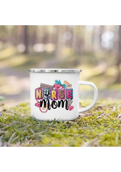 UXH207725-A015WH 360ML Hemşire Yaşam Baskı Kupalar Yaratıcı Kahve Fincanları Içecekler Tatlı Kahvaltı Süt Kupası Emaye Kupalar Kolu Drinkware Hemşire Için En Iyi Hediyeler (Yurt Dışından)