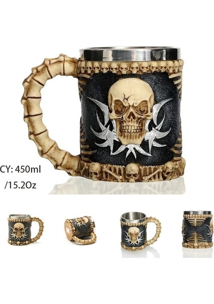 Şeytan Retro Ejderha Reçine Paslanmaz Çelik Bira Kupası Kafatası Şövalye Tankard Cadılar Bayramı Kahve Fincanı Yaratıcı Viking Çay Kupa Pub Bar Dekorasyon (Yurt Dışından)