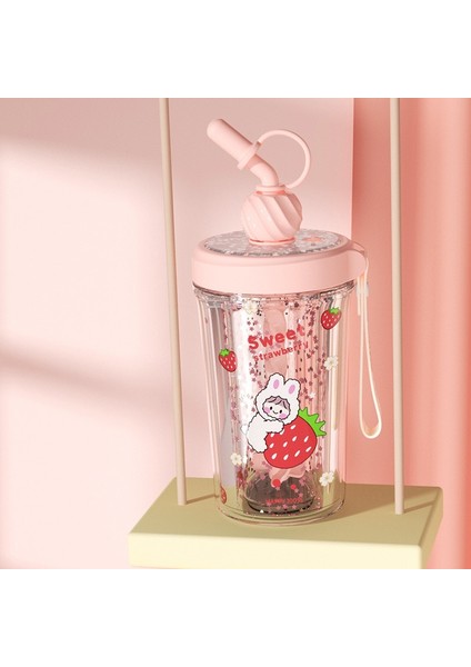 Yeşil 330ML 330ML Yaratıcı Karikatür Karıştırma Kupası Öğrenci Çocuk Saman Bardağı Açık Sızdırmaz Spor Seyahat Su Isıtıcısı Içme Suyu Şişesi (Yurt Dışından)