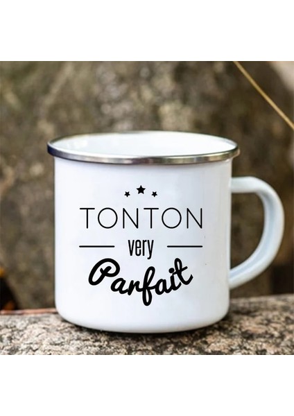 UXH156947-A015WH-8 Süper Tonton Papy Baskılı Komik Emaye Yaratıcı Kahve Fincanları Kamp Kupalar Kolu Drinkware Tatil Kupa Babalar Günü En Iyi Hediyeler (Yurt Dışından)