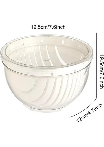 Şeffaf Pişirme Salata Doğrayıcı Kase Sebze Dilimleri Kesilmiş Saklama Kabı Kapağı Meyve Yıkama Kesici Manuel Parçalayıcı Sebze Kurutucu Kesici Kase (Yurt Dışından)