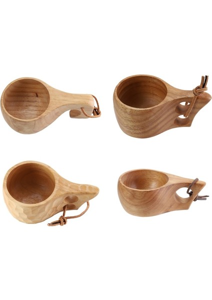 A2 Ahşap Saplı Finlandiya Kuksa Taşınabilir Kahve Kupa Kauçuk Iki Delikli Inek Derisi Halat Kanca Suyu Süt Çay Kahve Içme Bardağı Drinkware (Yurt Dışından) modelleri