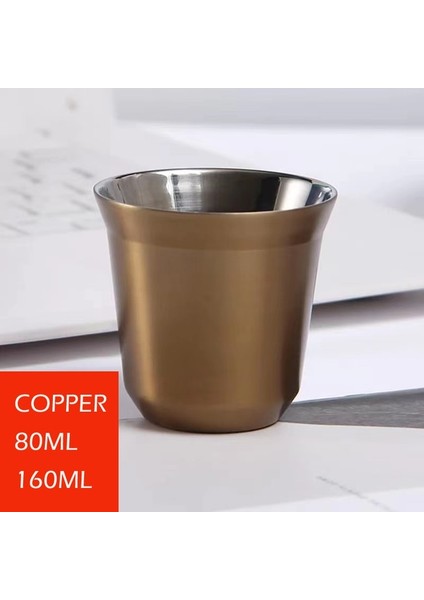 Bakır 80ML Termal Kupa Kahve Paslanmaz Çelik Bardak 80/160ML Yeniden Kullanılabilir Kupalar Espresso Latte Bira Bardakları Renkli Cam Tumbler Isıya Dayanıklı 1 Adet (Yurt Dışından)