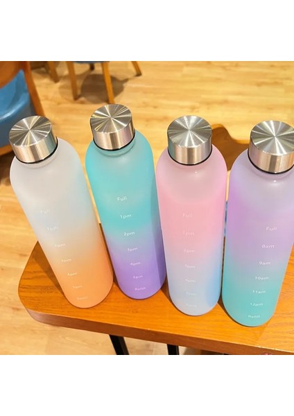 Stil 1 1 Pc 1l Zaman Işaretleyicili Su Şişesi Motivasyon Yeniden Kullanılabilir Fitness Spor Açık Havada Seyahat Sızdırmaz Ücretsiz Buzlu Plastik (Yurt Dışından) fırsatları