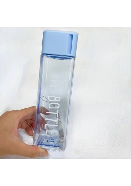 07 401-500ML Su Şişesi Şeffaf Kare Plastik Içecek Bardağı Açık Soğuk Meyve Suyu Süt Spor Şişesi Taşınabilir Halat Sızdırmaz Su Şişesi (Yurt Dışından)