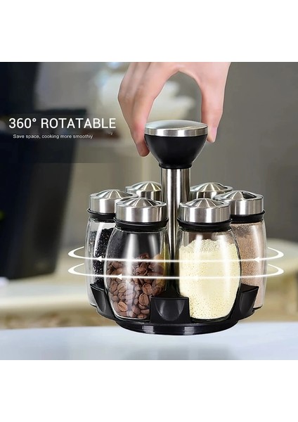 Tek Baharat Kavanoz Seti Raf Cam Organizatör Dönen Cam Baharat Şeker Biber Şişeleri Tuzluklar Tutucu Mutfak Depolama Rafı (Yurt Dışından) fiyatları