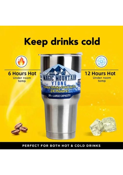 900ML-WHITE-2 30OZ Magic Mountain Termos Bardak Buz Termosu 30OZ Kahve Kupa Vakum Yalıtımlı Şişe Paslanmaz Su Staw Çelik Dış Mekan Termal Şişeler (Yurt Dışından) fiyatları