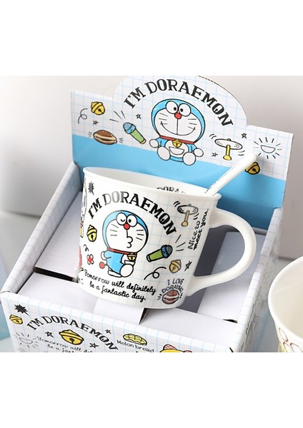 No9 250ML Disney Prenses Mickey Mouse Kahve Kupaları Seramik Bardak Çocuk Sevimli Karikatür Içme Bardağı 250ML Süt Suyu Çay Kolu Bardak + Kaşık (Yurt Dışından)