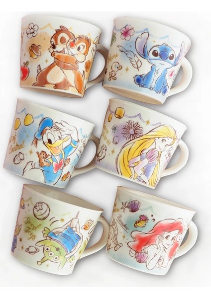 No9 250ML Disney Prenses Mickey Mouse Kahve Kupaları Seramik Bardak Çocuk Sevimli Karikatür Içme Bardağı 250ML Süt Suyu Çay Kolu Bardak + Kaşık (Yurt Dışından)