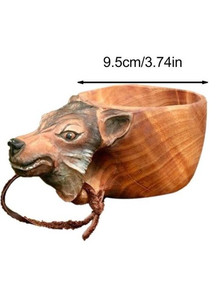 Wolf Finlandiya Kuksa Taşınabilir Kahve Kupa Kauçuk Ahşap Saplı Iki Delik Inek Derisi Halat Kanca Suyu Süt Çay Kahve Içme Bardağı Drinkware (Yurt Dışından)