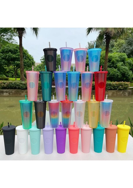 Style-E 550ML Durian Kupası 710ML Kapaklı ve Samanlı Kahve Fincanı Yaz Soğuk Su Kupa Bardak Samanlı Bardak Elmas Radyant Tanrıça Bardak (Yurt Dışından) fırsatları