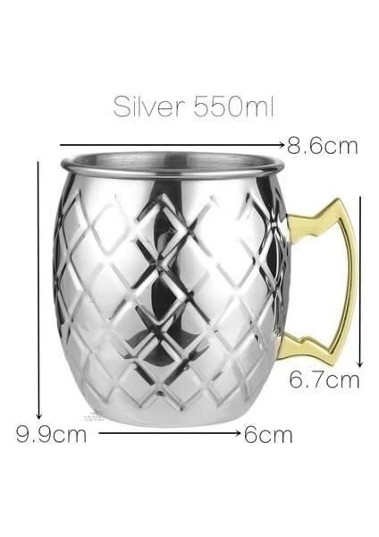 1 Adet Gümüş B 60-900 ml 1 Adet 550 ml Moskova Katır Bakır Kupalar Metal Kupa Bardak Paslanmaz Çelik Bira Şarap Kahve Fincanı (Yurt Dışından)