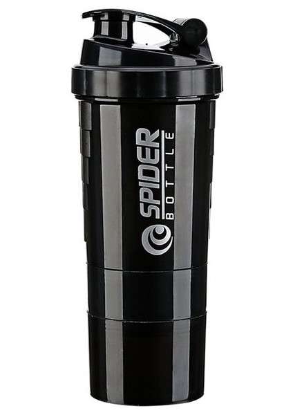 Siyah 3 Katmanlar Shaker Protein Şişesi Toz Shake Kupası Büyük Kapasiteli Su Şişesi Karıştırma Kabı Vücut Geliştirme Egzersizi Karıştırma Şişesi (Yurt Dışından)