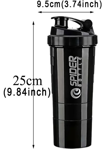 Siyah 3 Katmanlar Shaker Protein Şişesi Toz Shake Kupası Büyük Kapasiteli Su Şişesi Karıştırma Kabı Vücut Geliştirme Egzersizi Karıştırma Şişesi (Yurt Dışından) indirimleri