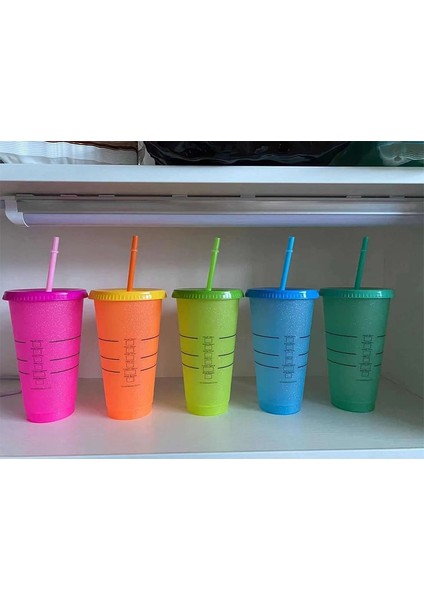 B 1/5 Adet Saman Bardak Logo ve Ölçekli Yeniden Kullanılabilir Renkli Bardak Büyülü Plastik Soğuk Su Renk Değiştirme Bardak Tumbler Renk Değişikliği (Yurt Dışından) indirimleri