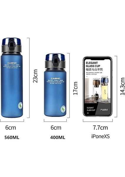 Siyah 560ML 400/560ML Taşınabilir Spor Su Şişesi Bpa Ücretsiz Sızdırmaz Spor Salonu Şişe Içecek Kupaları (Yurt Dışından)