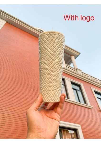 Süt Beyazı 701-800ML Elmas Radyant Tanrıça Kupası Logo'lu 710ML Yaz Soğuk Su Bardağı Samanlı Bardak Çift Katmanlı Plastik Durian Kahve Kupa (Yurt Dışından)