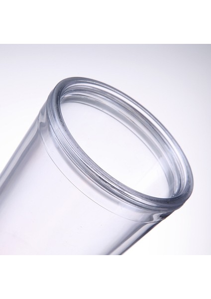 D 16OZ Popüler 16OZ Düz Bardak Akrilik Su Şişesi Kapaklı ve Saman Çift Duvar Şeffaf Meyve Suyu Süt Bardak Doğum Günü Partisi Için (Yurt Dışından)