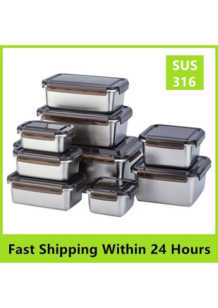 Dikdörtgen 2800ML Taşınabilir Mikrodalgada Öğle Yemeği Kutusu 316 Gıda Sınıfı Paslanmaz Çelik Taze Tutma Öğrenci Öğle Yemeği Kutusu Buzdolabı Saklama Kutusu (Yurt Dışından)