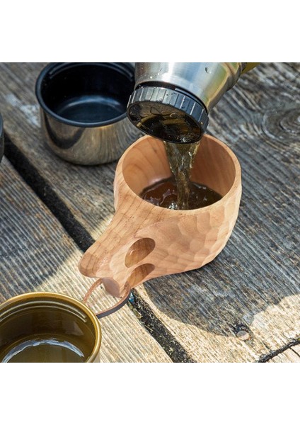 Iskandinav Tarzı Taşınabilir Doğal Kauçuk Ahşap Bardak Kordon ile Kahve Kupa Süt Kupası 200 ml Kamp Yürüyüş Hayatta Kalma Kamp Ateşi (Yurt Dışından) fiyatları