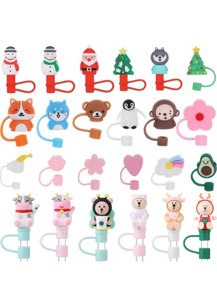 12-1 Adet Yeni Stil Silikon Saman Stoper Noel Baba Kardan Adam Yeniden Kullanılabilir Toz Kapağı Cam Bardak Stoper Kapak Noel Mutfak Aksesuarları (Yurt Dışından)