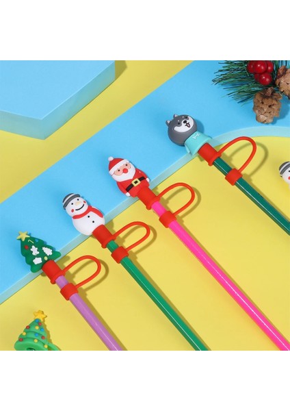 12-1 Adet Yeni Stil Silikon Saman Stoper Noel Baba Kardan Adam Yeniden Kullanılabilir Toz Kapağı Cam Bardak Stoper Kapak Noel Mutfak Aksesuarları (Yurt Dışından)