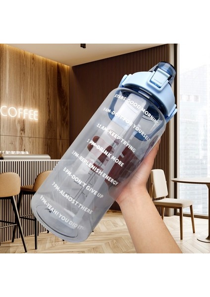 A-Transparent-07 2000ML 2 Litre Su Şişesi Plastik Bardaklar Açık Seyahat Motivasyon Içme Şişesi Zaman Işaretleyicili Spor Su Şişesi Etiket Bardaklar (Yurt Dışından)
