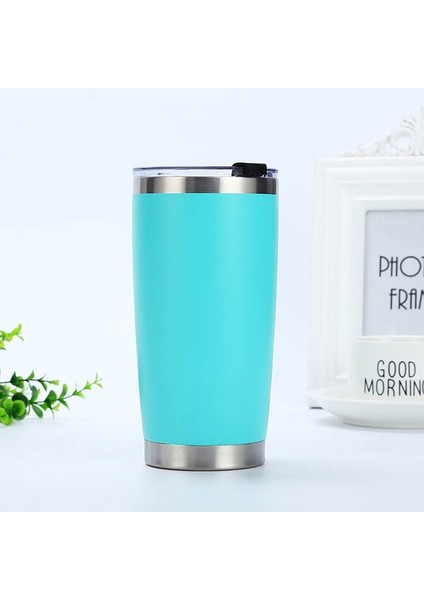 Açık Mavi 1 Adet 1/2/5 Adet 20 Oz Paslanmaz Çelik Şarap Bardakları Kapaklı Mat Sıska Bardak Çift Duvar Yalıtımlı Su Kahve Bardağı Bardak (Yurt Dışından)