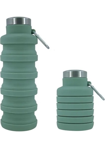 Ordu Yeşil Katlanabilir Spor Şişeleri 500 ml Katlanabilir Su Şişesi Spor Seyahat Koşusu Için Taşınabilir Katlanır Kahve Şişesi (Yurt Dışından)