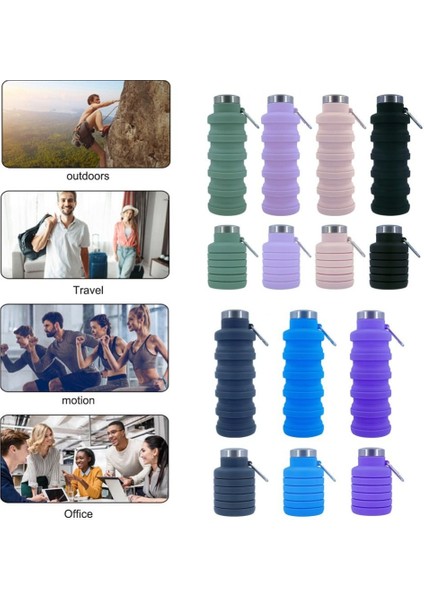 Ordu Yeşil Katlanabilir Spor Şişeleri 500 ml Katlanabilir Su Şişesi Spor Seyahat Koşusu Için Taşınabilir Katlanır Kahve Şişesi (Yurt Dışından)