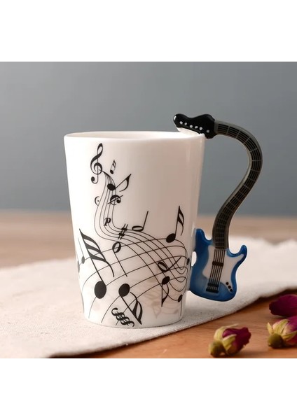 Mavi Gitar 01 250 ml Yenilik Müzik Notu Fincan Seramik Gitar Kahve Kupalar Kişilik Çay/süt/meyve Suyu/limonlu Su Şişesi Noel Doğum Günü Hediyesi (Yurt Dışından)