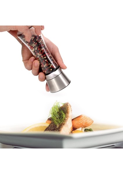 1 Adet S2 Leeseph 18/8 Fırçalanmış Paslanmaz Çelik Karabiber Değirmeni ve Tuz Değirmeni, 6 Oz Cam Uzun Gövde, 5 Sınıf Ayarlanabilir Seramik Rotor (Yurt Dışından) indirimleri