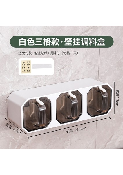 3 Izgara Beyaz Yeni Baharat Kutusu Seti Ev Kombine Mutfak Nem Geçirmez Plastik Kavanoz Duvara Monte Baharat Kavanozu Baharat Kavanozu Olabilir (Yurt Dışından)