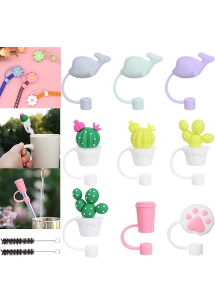 Stil 7 2021 Yeniden Kullanılabilir Karikatür Sıçramaya Dayanıklı Fişler Ipuçları Kapak Içme Bardağı Toz Kapağı Yaratıcı Silikon Saman Fiş Cam Bardak Aksesuarları (Yurt Dışından)