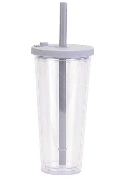 Gri Kapaklı 700ML 53RENK Soğuk Su Şişesi 700ML Yaz Caneca Bardak Kapaklı ve Pipetli Plastik Boba Kahve Kupa Su Şişesi Bardakları Bubble Tea Makaro (Yurt Dışından)