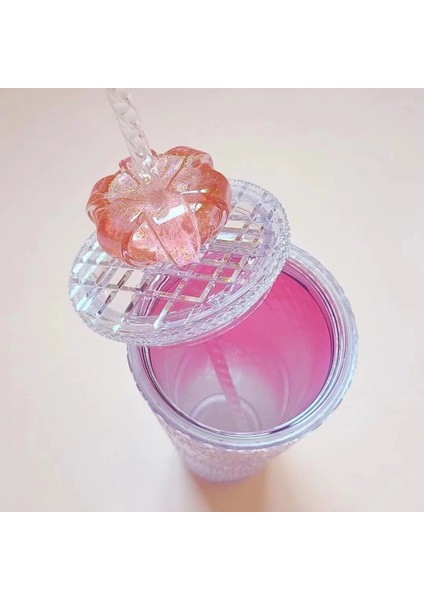 Gök Mavisi 701-800ML Elmas Radyant Tanrıça Kupası Logo'lu 710ML Yaz Soğuk Su Bardağı Samanlı Bardak Çift Katmanlı Plastik Durian Kahve Kupa (Yurt Dışından)