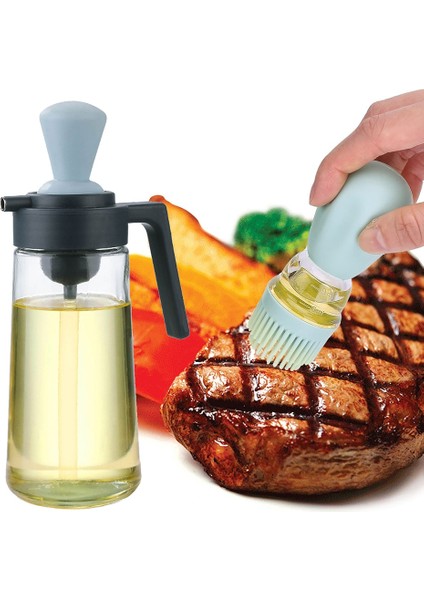 Yeşil 2 In 1 Zeytinyağı Dağıtıcı Konteyner Yağ Fırçası ile 350 ml Doldurulabilir Cam Yağ Şişesi Barbekü Tencere Dağıtıcı Mutfak Aracı (Yurt Dışından)