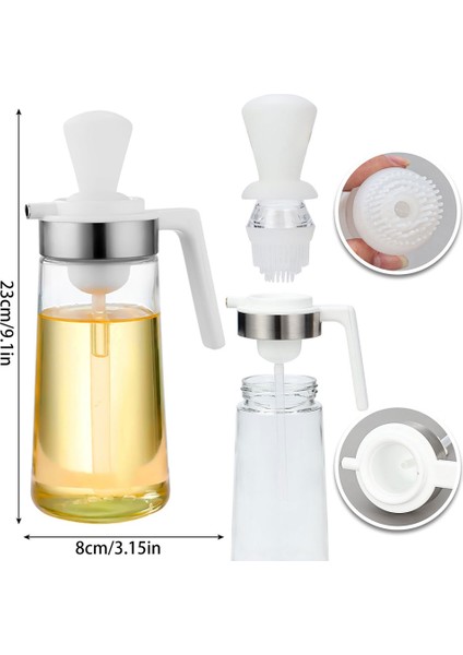 Yeşil 2 In 1 Zeytinyağı Dağıtıcı Konteyner Yağ Fırçası ile 350 ml Doldurulabilir Cam Yağ Şişesi Barbekü Tencere Dağıtıcı Mutfak Aracı (Yurt Dışından)