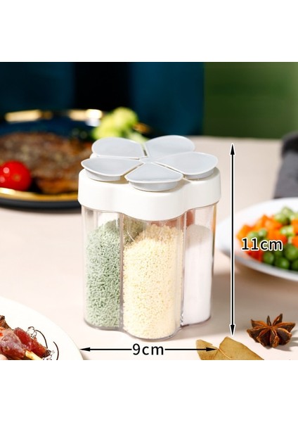 Gri 5 In 1 Plastik Baharat Kavanoz Konteyner Baharat Şişesi Baharat Organizatör Açık Kamp Baharat Kabı Mutfak Aletleri (Yurt Dışından)
