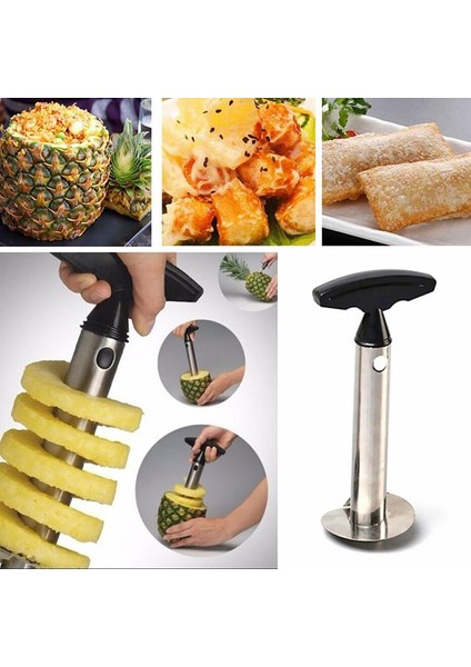 Siyah Meyve Ananas Tart Dilimleme Paslanmaz Meyve Ananas Tart Dilimleme Soyucu Kesici Yeni Gereçler Aksesuarları Mutfak Aksesuarları (Yurt Dışından) fırsatları