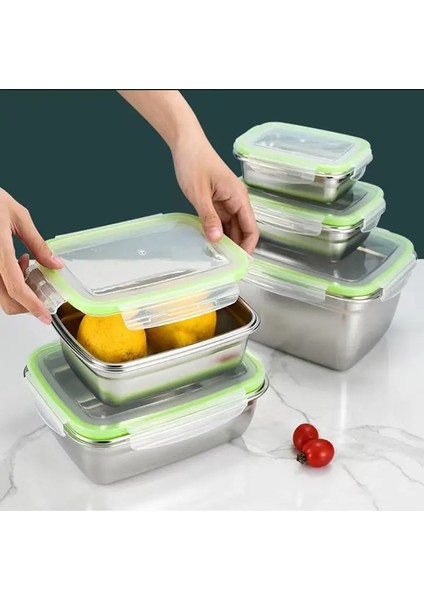 550 ml Dikdörtgen 304 Paslanmaz Çelik Gıda Koruma Kutusu Buzdolabı Sebzelik Seti Meyve Mühürlü Bento Kutusu Masa Sofra Dondurucu Kapaklı Kutu (Yurt Dışından) fırsatları